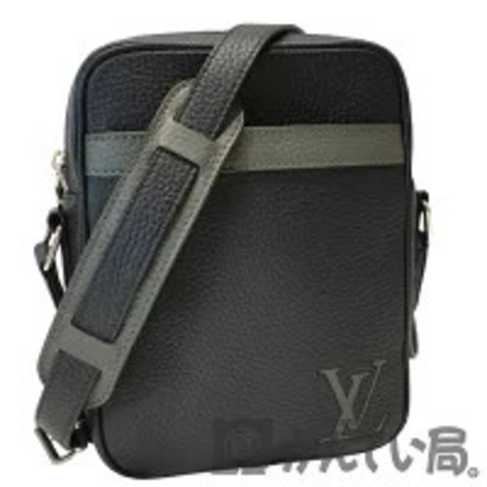 LOUIS VUITTON Taurillon Danube Shoulder Bag Black
